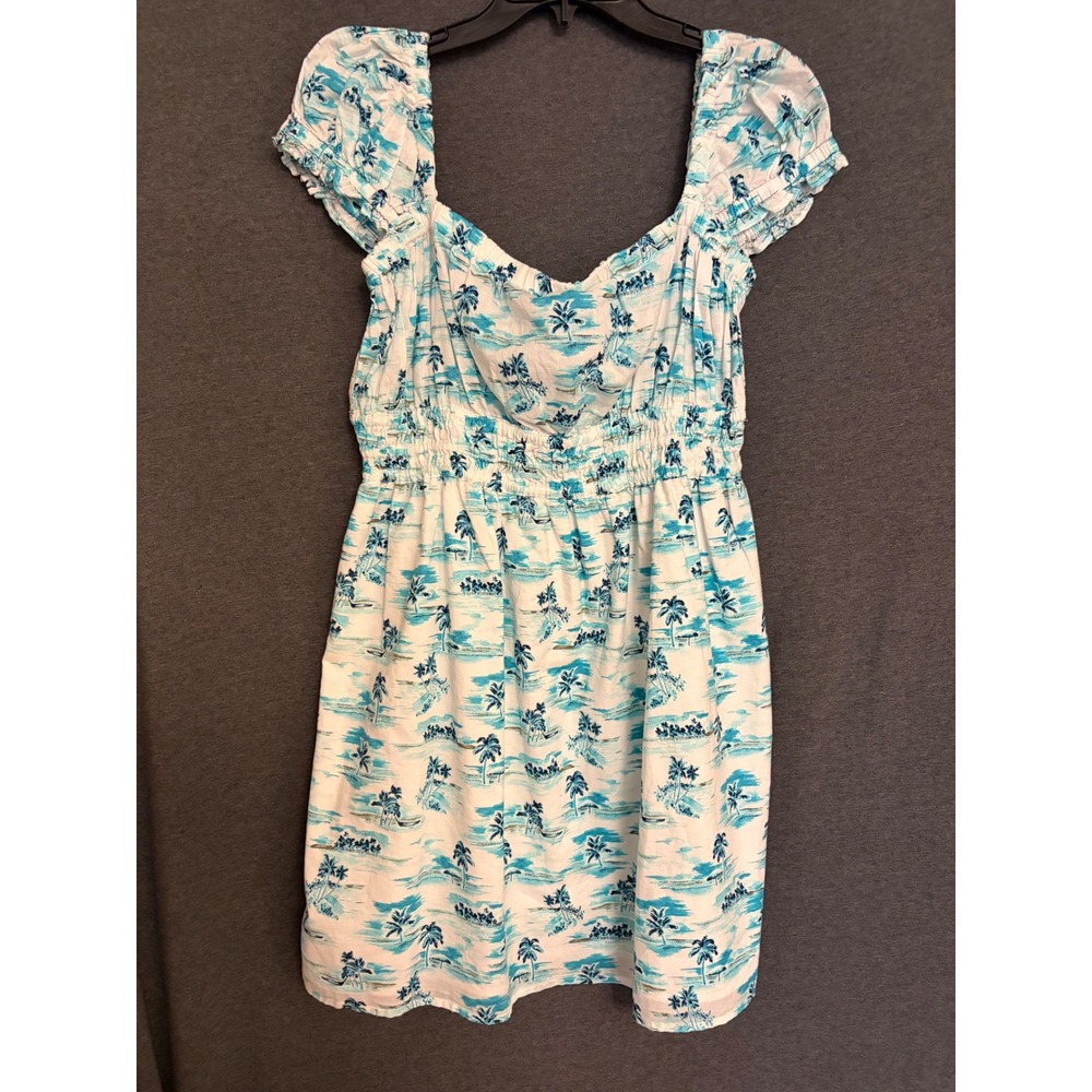 Tommy Jeans‎ Womens Tropical Palm Tree Dress Off Shoulder Mini Medium Beach